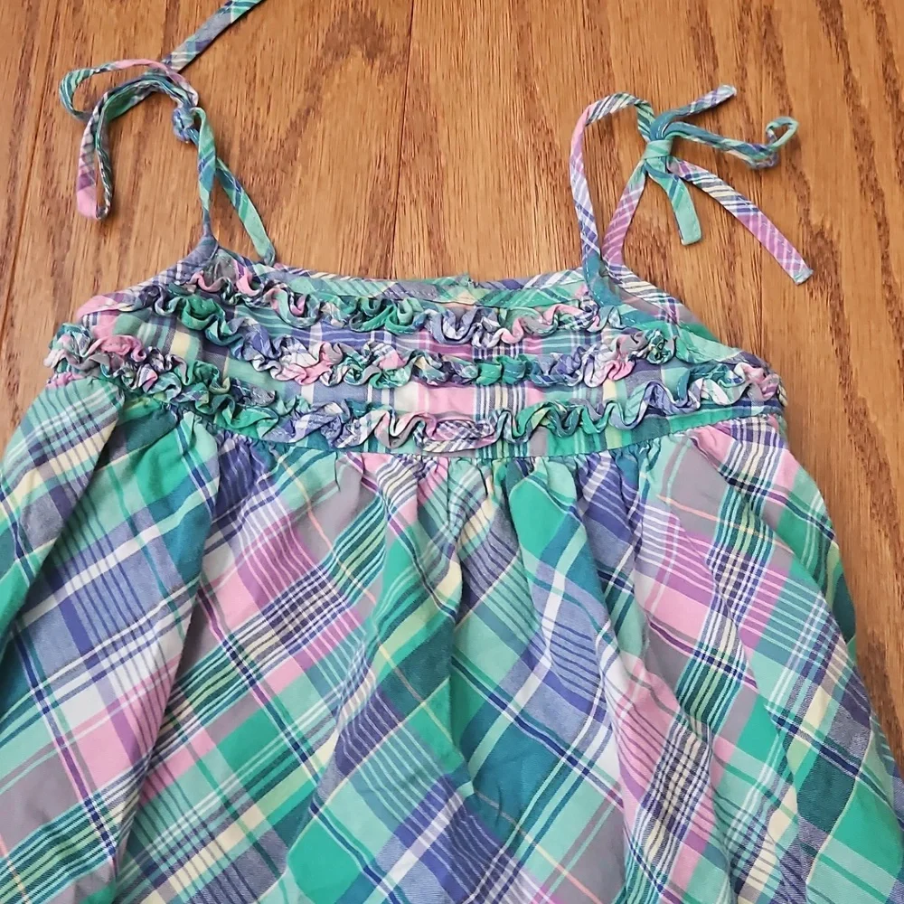 Ralph Lauren Plaid Pastel Ruffle Dress Size Girls 18 Months